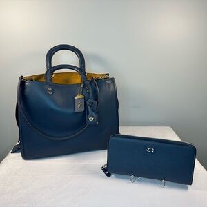 Coach Rogue 30 Denim Blue and Wallet Set